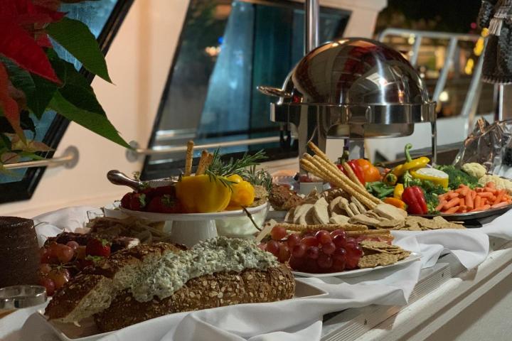 a table topped with lots of food
