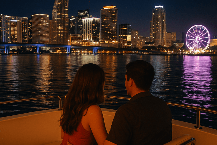 a group of people looking at a body of water