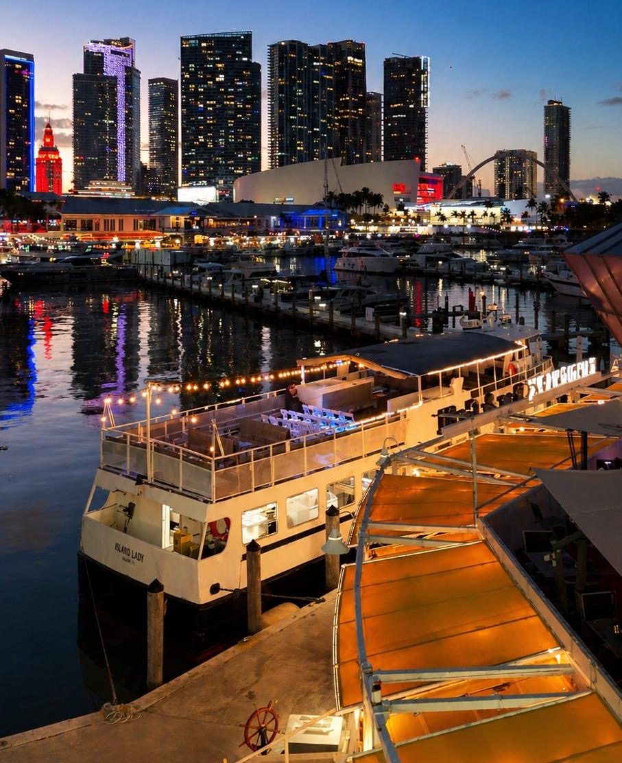 Miami Downtown skyline illuminated at night